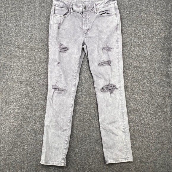 American Eagle Outfitters Other - American Eagle Airflex+ Skinny Jeans Mens Grey Distressed Acid Wash Denim 33